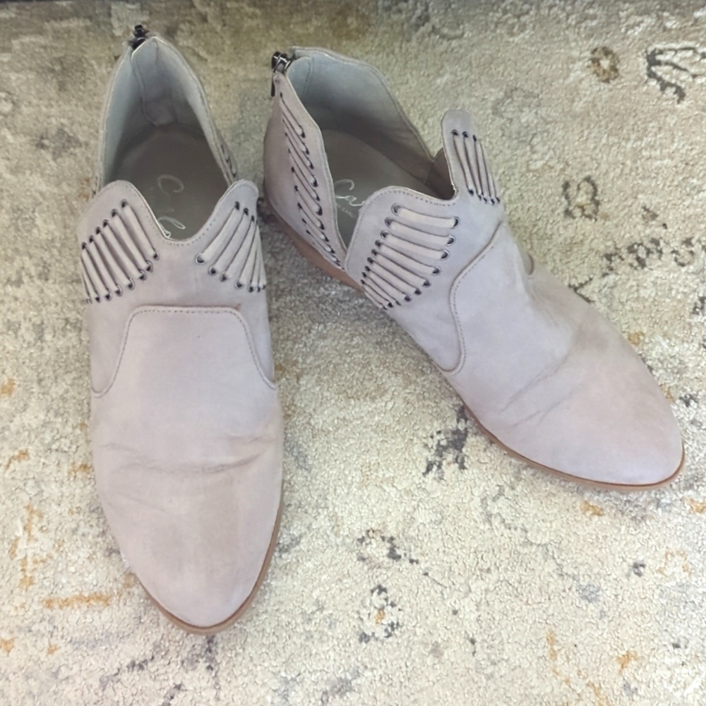 Grey suede booties